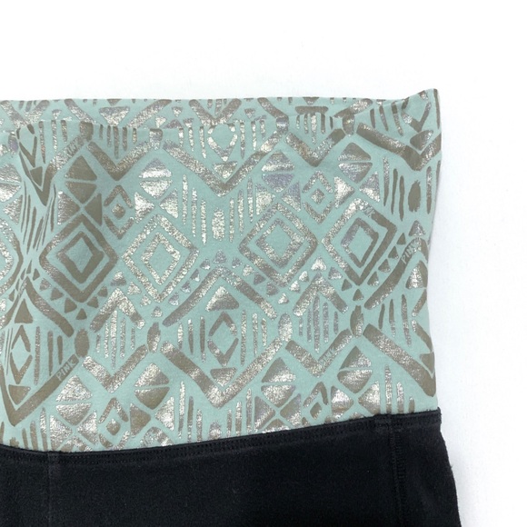 PINK Yoga shorts—black w/wide teal waistband, sz M - Picture 6 of 10